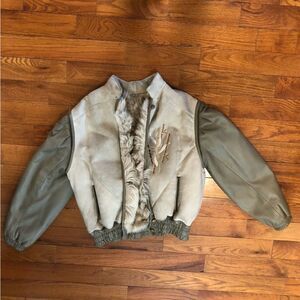Original Shearling Vintage Jacket Leather Bamboo Motif Women’s EU 44/US 10